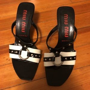 Vintage 90’s Miu Miu Black & White studded slides